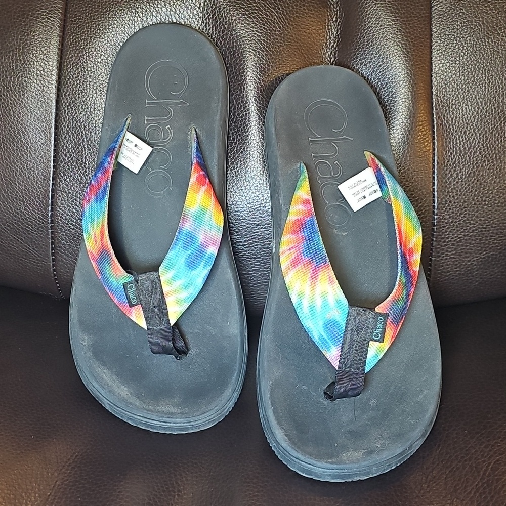 Chaco Chillos Flip Flops Women's Size 5 Black Dye Pre-Owned S55